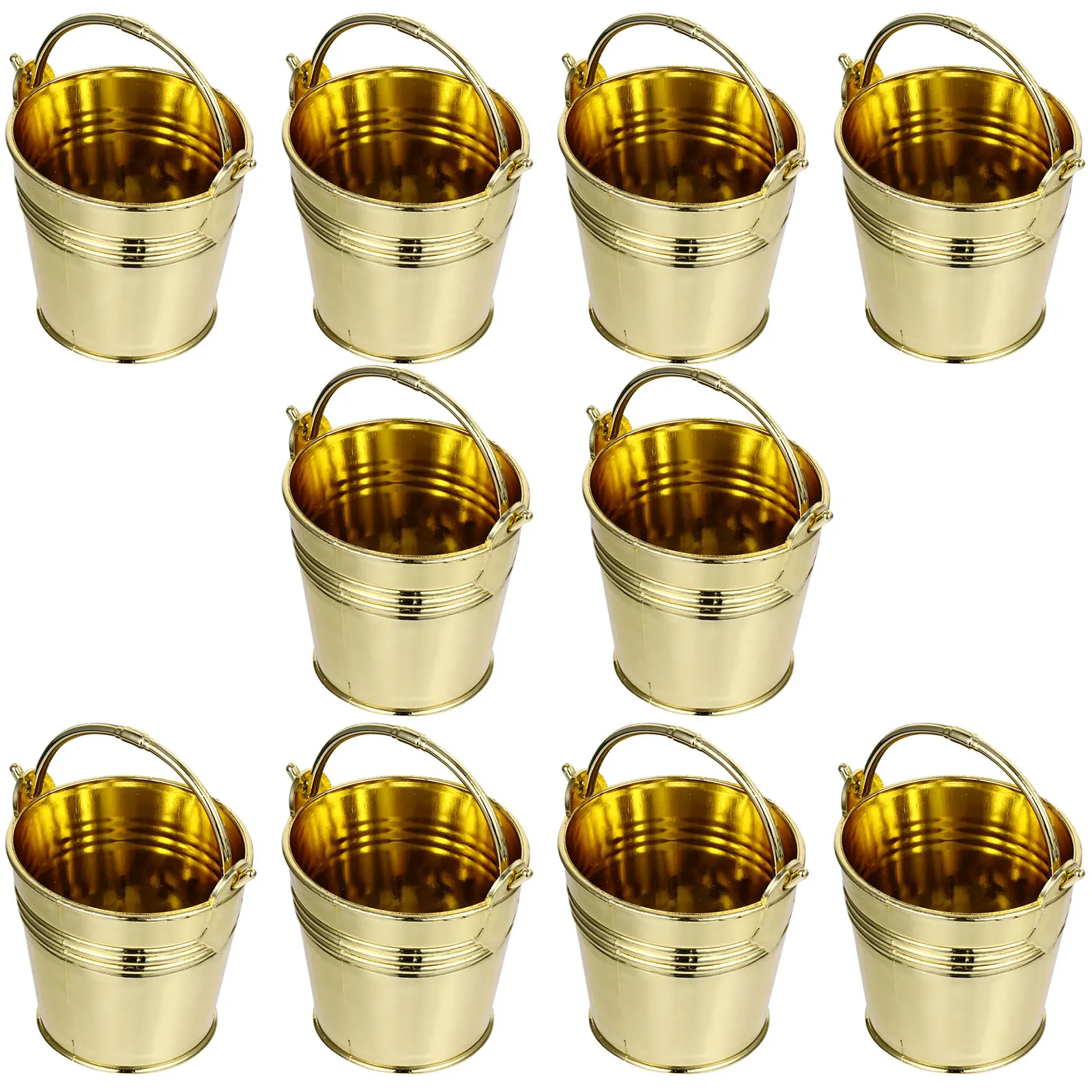 10pcs Gold Food Container Cocktail Bar Bucket Bucket Planter Gold Fruit Bucket Garden Plant Pot Ice Bucket