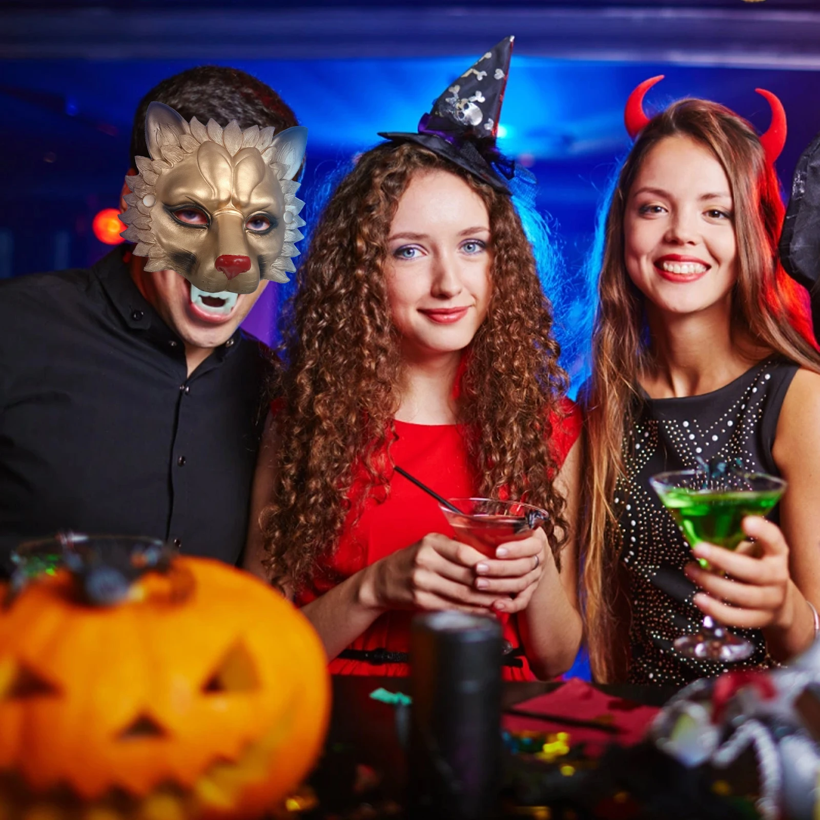 

1Pcs 3D Lion Mask Ecofriendly PU Material Durable Comfortable Breathable Halloween Cosplay Party Masquerade Decoration Golden