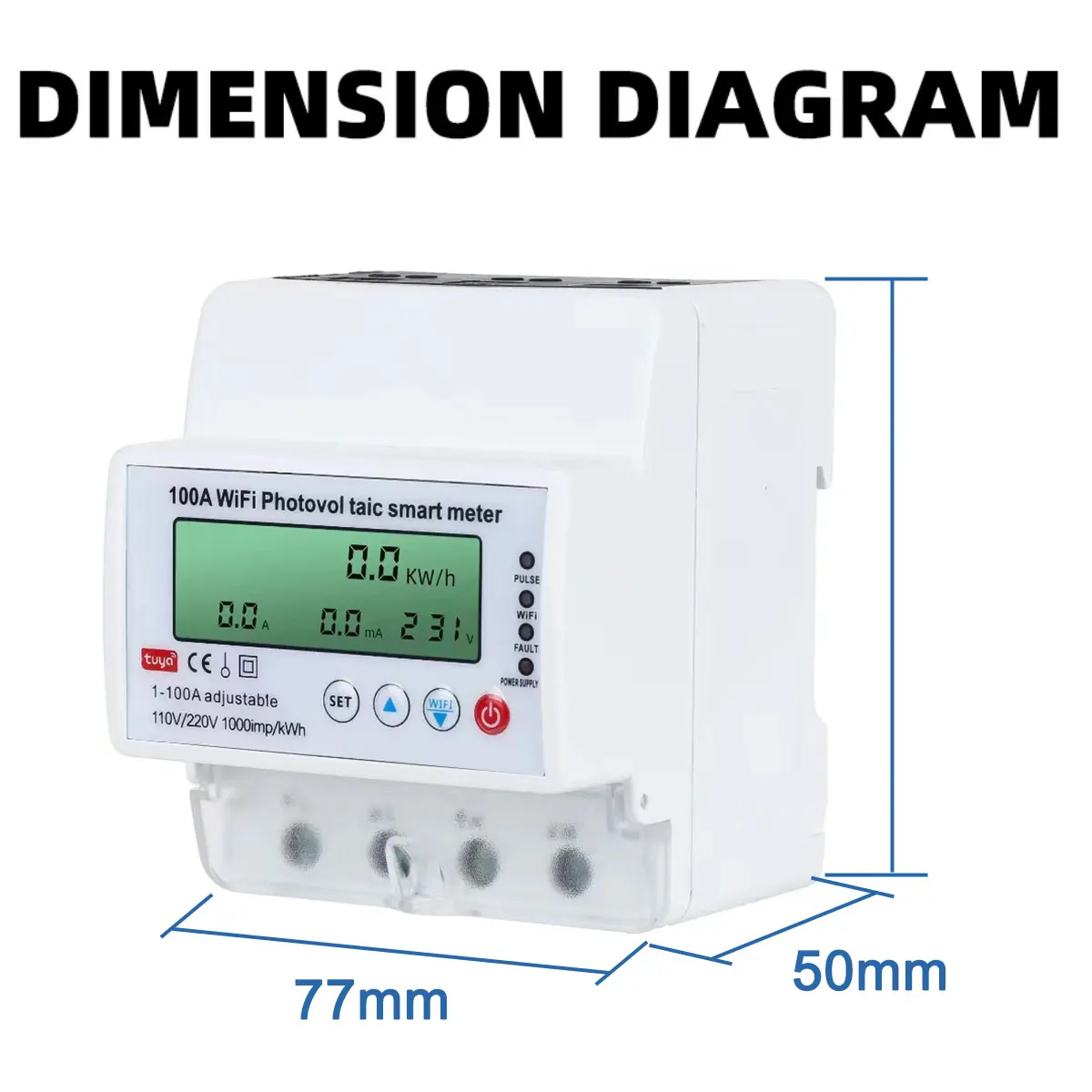 4P Tuya WiFi single-phase 100A Bi-directional Smart energy metering over-under voltage intelligent leakage protection Smart Life