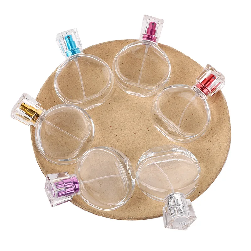 30pcs 30ml Perfume Bottle Colored Glass Spray Bottle Portable Essential Oil Sample Dispenser Refillable Empty Bottle