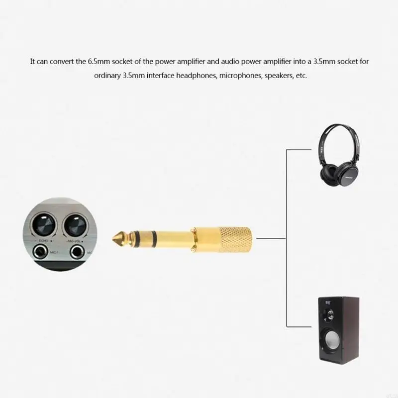 Gold-Plated Copper Stereo Connector 6.35mm Male To 3.5mm Female