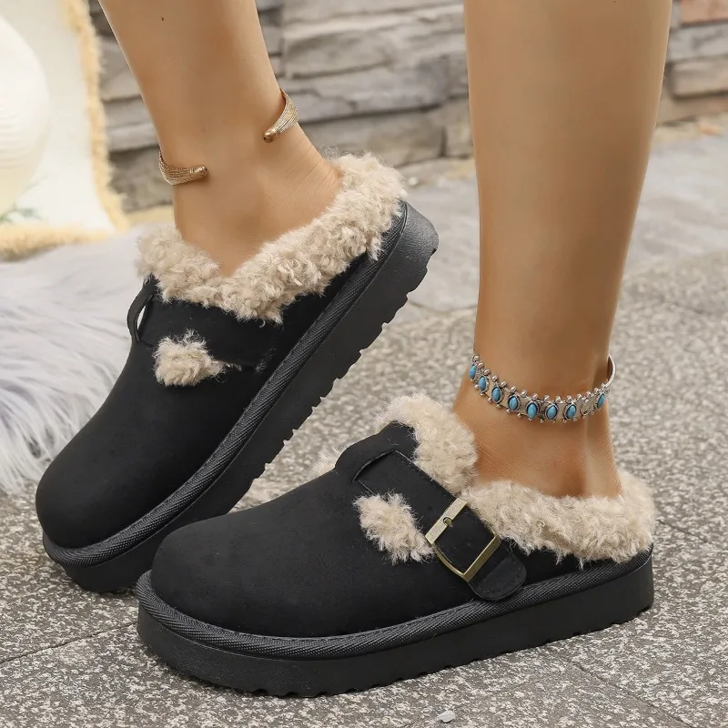 2025 New Women Platform Boots New Luxury Winter Womens Warm Shoes Cotton Slippers Plush Fashion Retro Shoes Women Flats Slippers