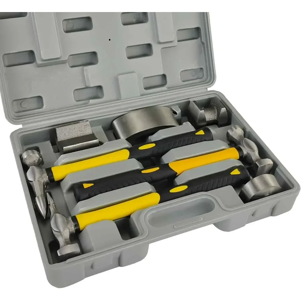 

7 Piece Auto Body Repair Kit with Hammers and Dollies for Dent Removal and Panel Work Carbon Steel