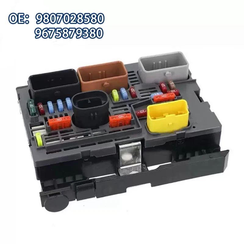 New R02 R19 Fuse Box BSM 9807028580 9667044980 9675877980 9675879380 For Peugeot 5008 407 3008 RCZ Citroen C4 Picasso C5 C6