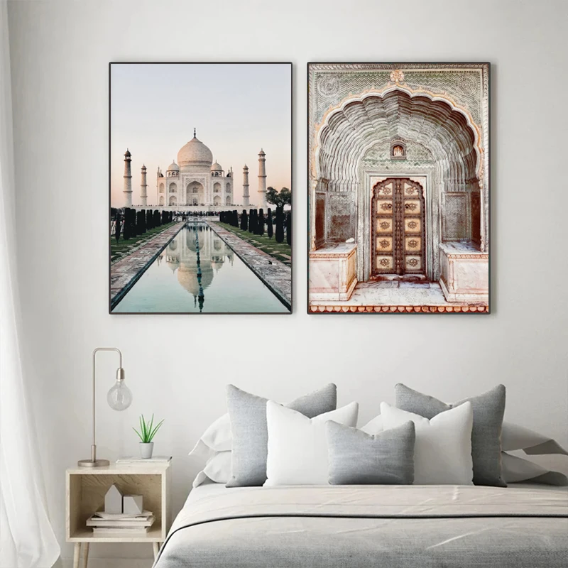 بوهو الهند ملصق تصوير مدينة, هندي, تاج مكان, هندسة السفر, لوحة قماشية, صور فنية جدارية, ديكور منزلي #3