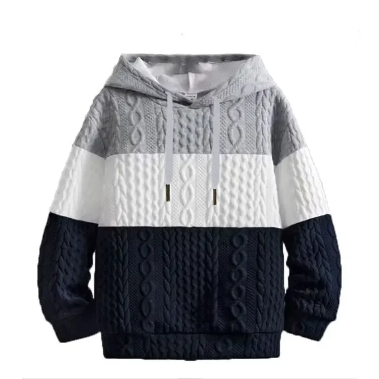 Pop European And American Men's Simple, Loose - Fitting, Casual Hooded Knitted Sweatshirts For Autumn And Winter.