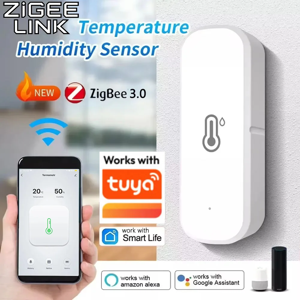Tuya – capteur intelligent de température et d'humidité Zigbee 3.0, thermomètre d'intérieur, moniteur pour maison intelligente, fonctionne avec Alexa Google Home Assistant
