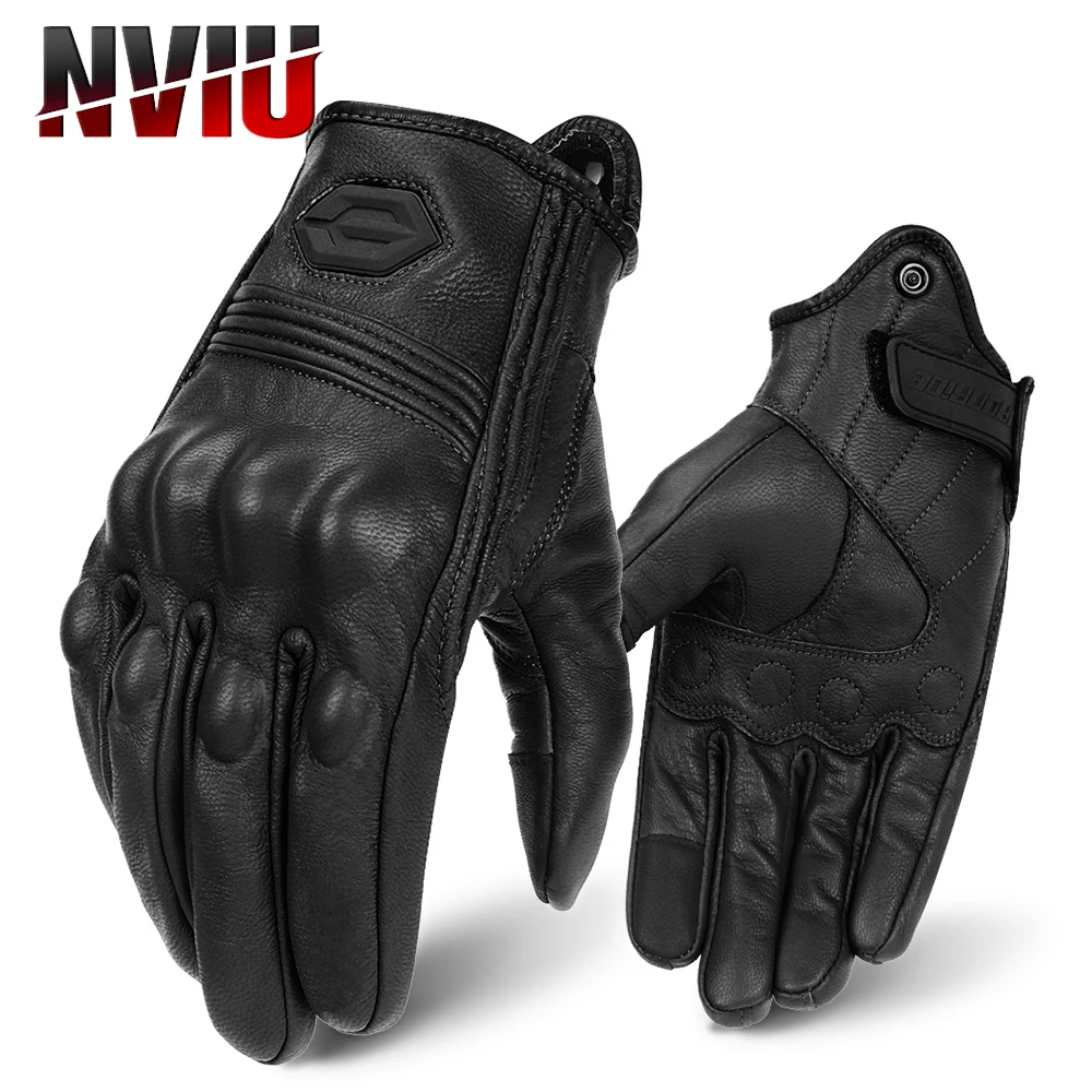 

Motorcycle Leather Gloves Racing Protection Motorcycle Gloves For Men Non-slip Waterproof Wear-resistant Durable Cycling Gloves