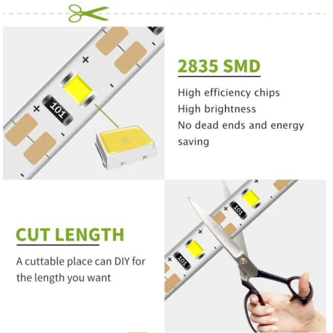 LED Strip With Motion Sensor DC5V SMD2835 Cabinet Lamp Tape Led Lights Waterproof Battery Conector Tira LED TV For Room Light