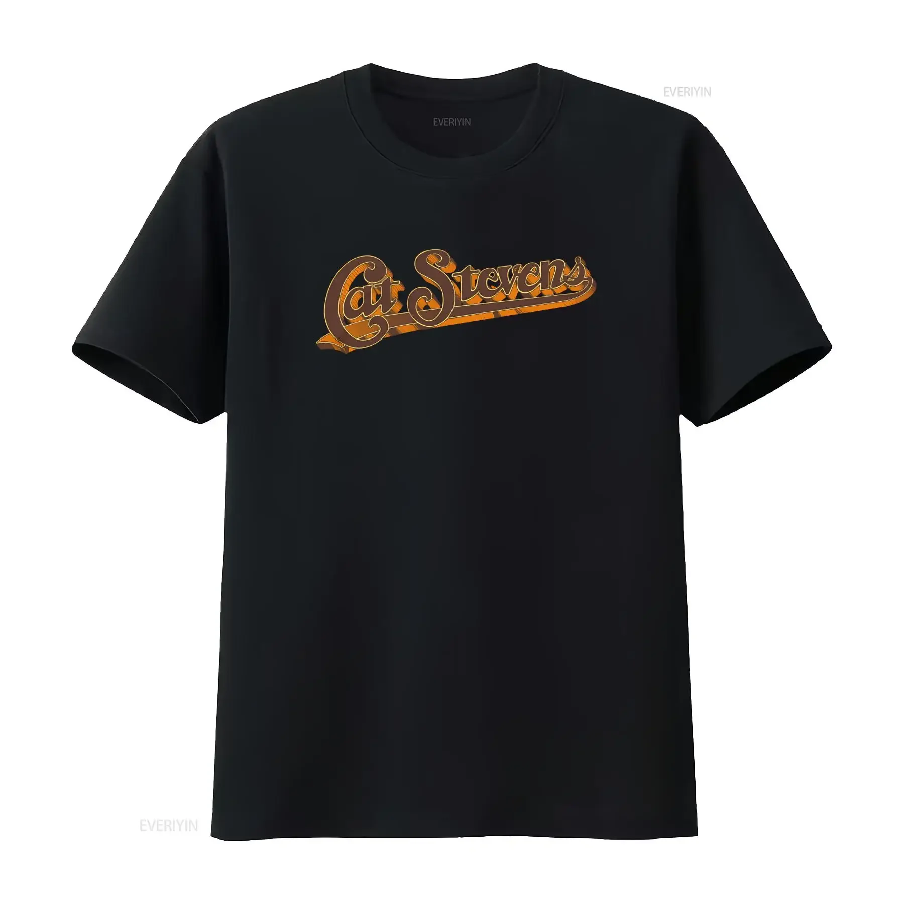 CAT STEVENS 70s Style Font Print T Shirt Retro Fashion Statement vintage Washed graphic designer clothes Unisex Slightly