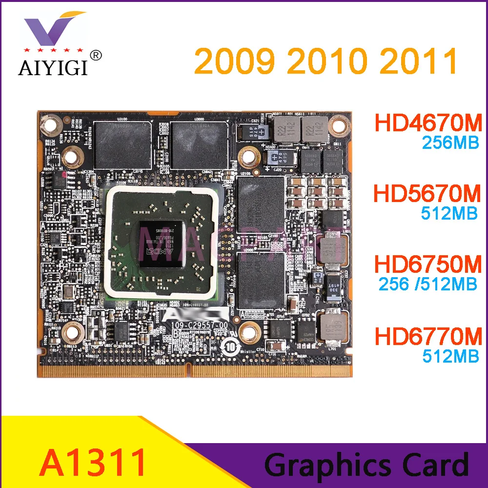 Placa de Vídeo Original Hd4670m Hd5670m Hd6750m Hd6770m 256mb 512mb para Apple Imac 21.5 Placa Gráfica A1311 2009 2010 2011 Anos