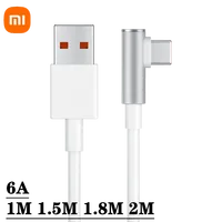 Original Xiaomi 120W 6A Usb Type C Game Fast Charging Cable 90 Degree Elbow For Mi 12 11 10 Pro Poco Redmi Note K40 Tipo Charger