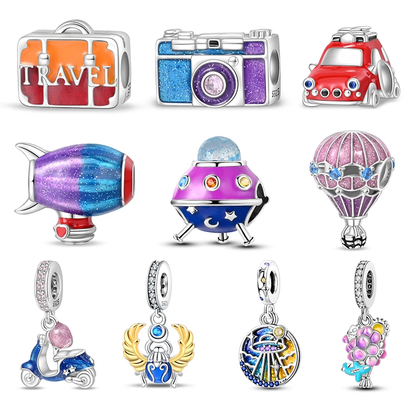Neue 925 Silber Farbe Raumschiff Reise Um Welt Kamel Charms Bead Fit 3mm 925 Original Armband DIY Souvenir schmuck Geschenk