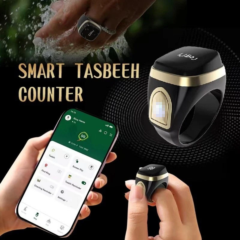 18/20/22mm Smart Tasbih Tally Counter Ring For Muslims Bluetooth Zikr Digital Tasbeeh 5 Prayer Time Reminder