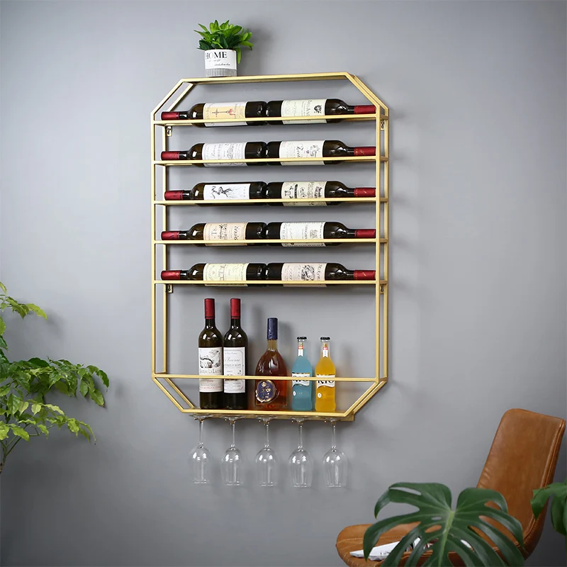 

Wrought iron k wall hanging red wine cabinet restaurant wall rack creative decorative wine glass rack display