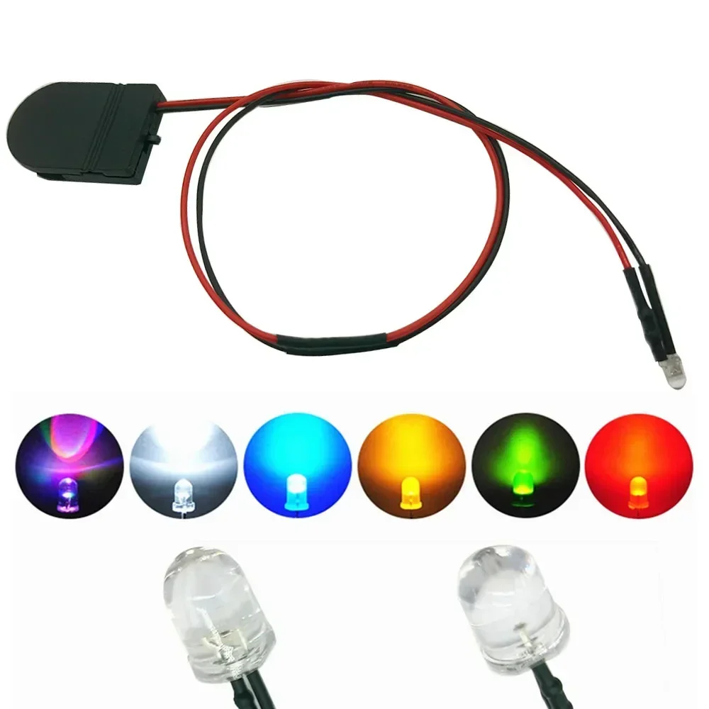 20PCS Transparent LED Diodes 3MM 5MM,CR2032For Red/Green/Blue/Yellow/UV/ Orange/Pink/Hot/White/RGB 35cm  Pre-Cable