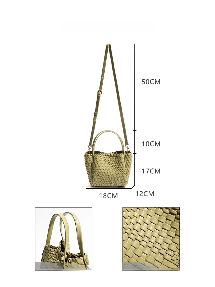 

Orange Girl Genuine Leather Handwoven Basket Bag Small Tote oulder Crossbody Bag High Quali Texture 2025 New Sle