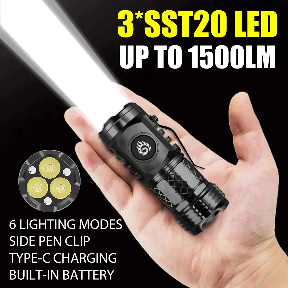 

Высокое качество 3 * SST20 светодиодный фонарик 18350 супер яркий фонарик USB фонарь Водонепроницаемый с зажимом для крышки для пешего туризма кемпинга