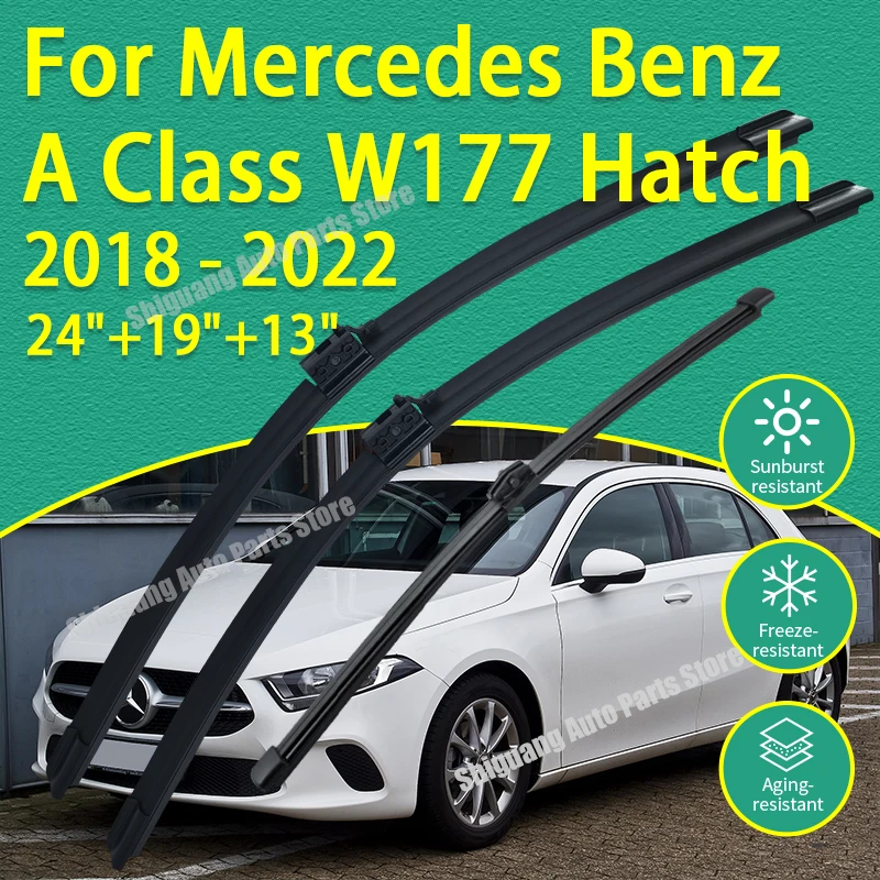 

Передние и задние дворники с силиконовым покрытием для Mercedes Benz A Class W177 Hatch 2018-2022 24 "+ 19" + 13" автомобильные щетки стеклоочистителя