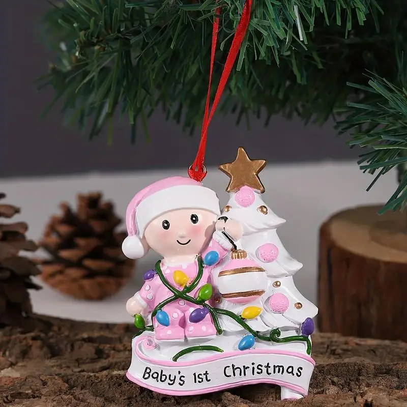 First Ornaments For Christmas Tree Resin Cute First Christmas Ornament Boy With Strap Cute Toddler Boy Sign For Parents Keepsake