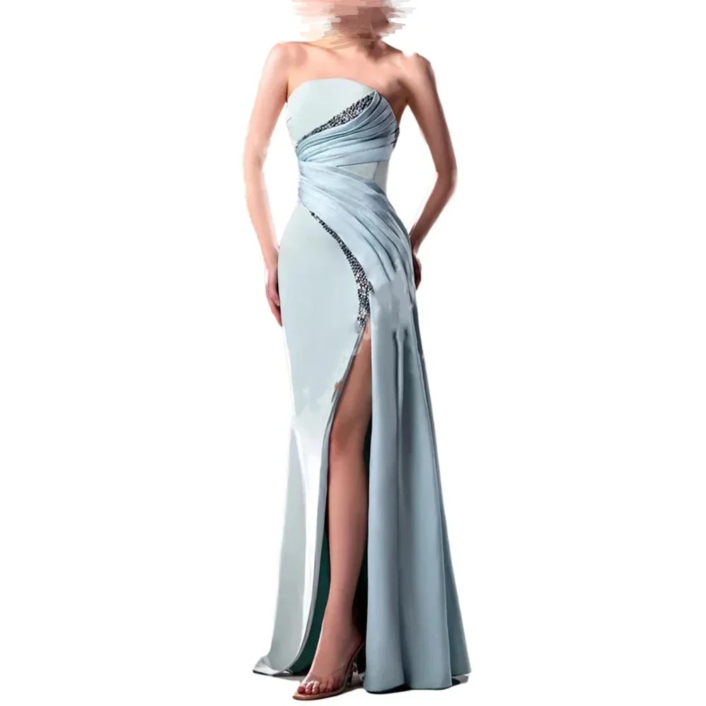 

Sexy Long Satin Dressed A-line c Sheath Backless Evening Gowns Formal Evening Party Prom Dressed Customized