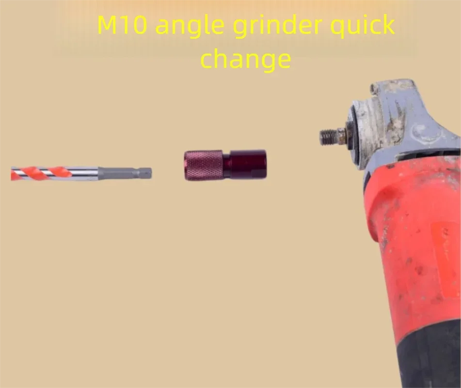 Universal M10 Angle Grinder to 6.35mm Hex Shank Drill Bit Conversion Adapter Electric Drill Chuck for Power Tool Accessory view 3