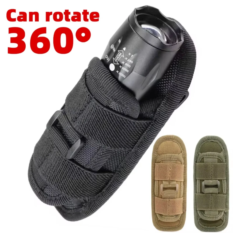 

Тактический фонарик, поясная сумка для фонаря, прочный аксессуар для охотничьего освещения, наборы для выживания на открытом воздухе, чехол с карабином на 360 градусов