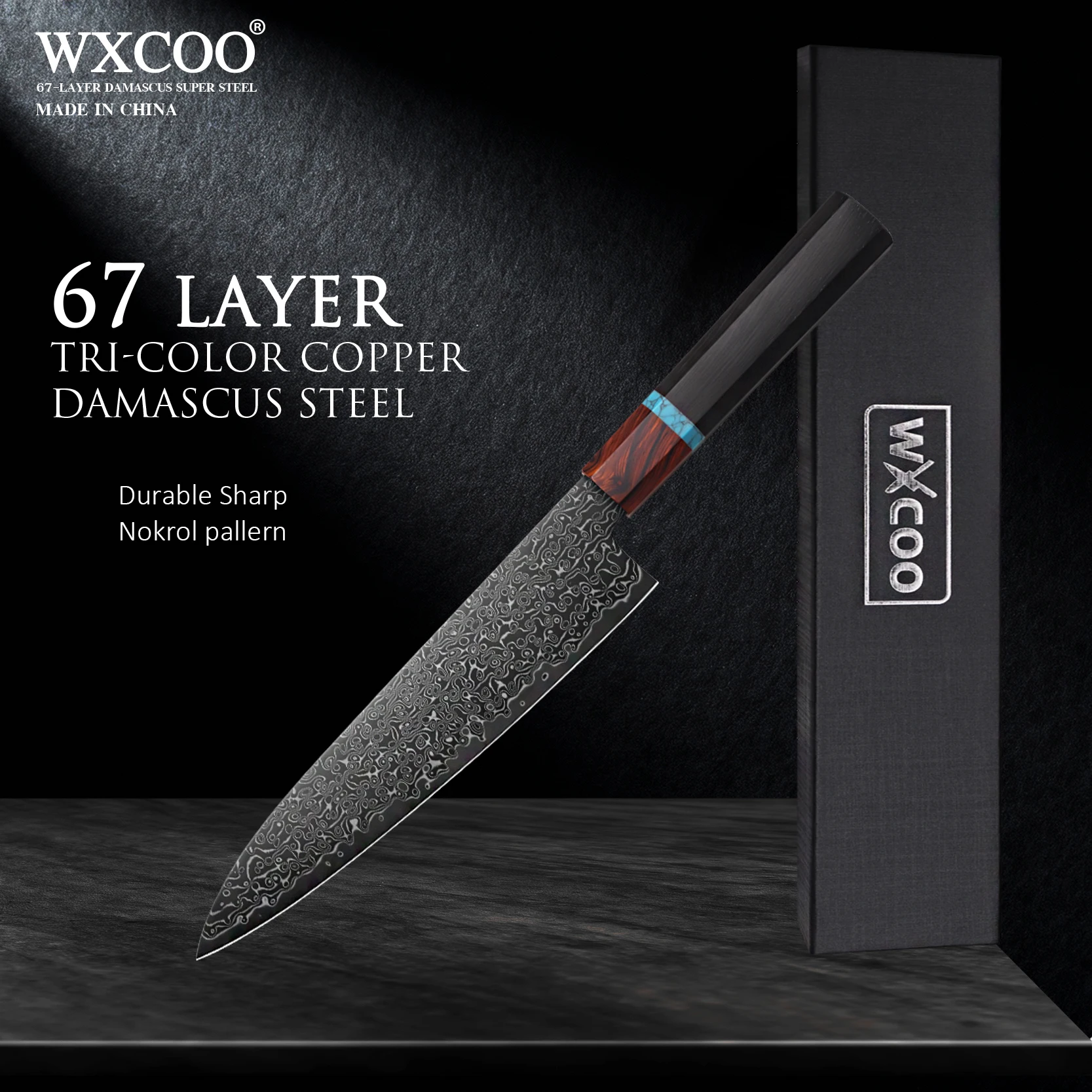 

WXCOO Damascus VG10 Steel Chef Knives Damascus Kitchen Knife Japanese Chef Knife Set Meat Fish Fruit Kitchen Cleaver Knives