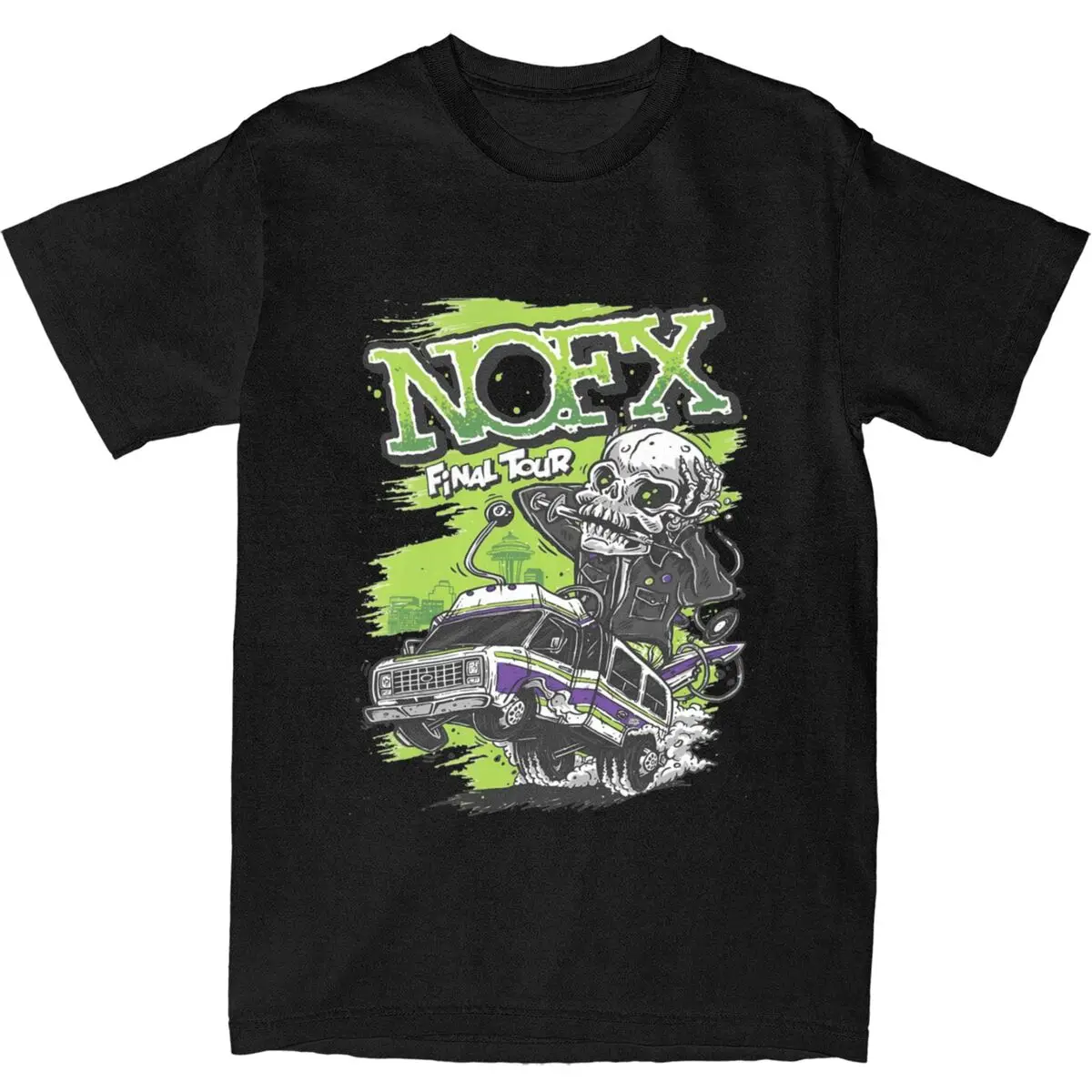 

Oversized T Shirt Nofx Rock Music Band Pure Cotton T-Shirts Green Hipster Tshirt for Men's Beach Y2K Basic Short Sleeve Tops