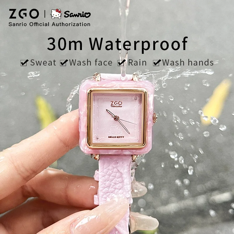 ZGO X Sanrio HelloKitty Ladies Watch Elegant Retro Quartz Watch Minimalist Cute Waterproof Ladies Watch 2193