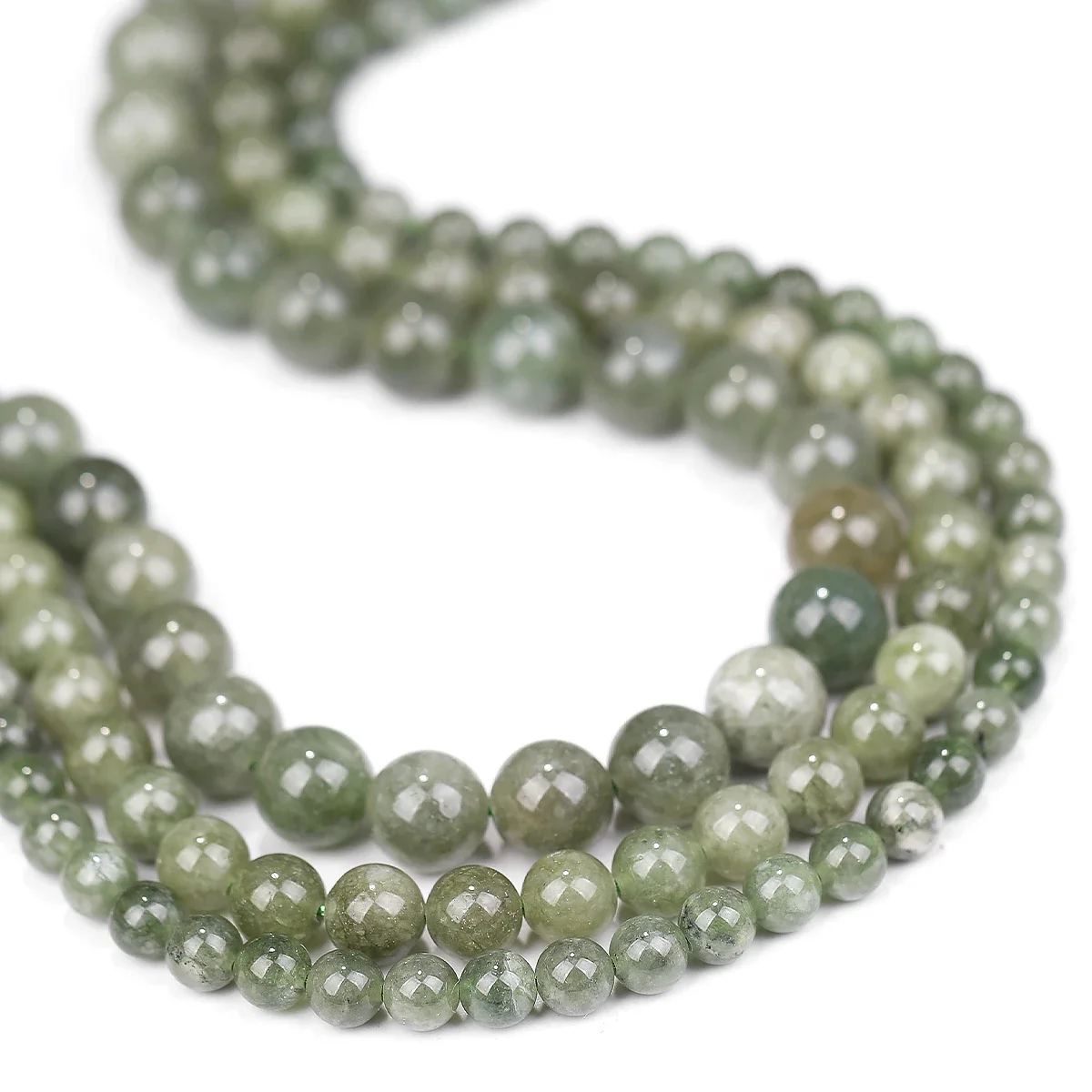 Natursteinperlen, 6/8/10 mm, Olive Jade, Quarzperlen für Schmuckherstellung, DIY-Armband, Halskette, Ohrringe, Perlen, 1 Streifen