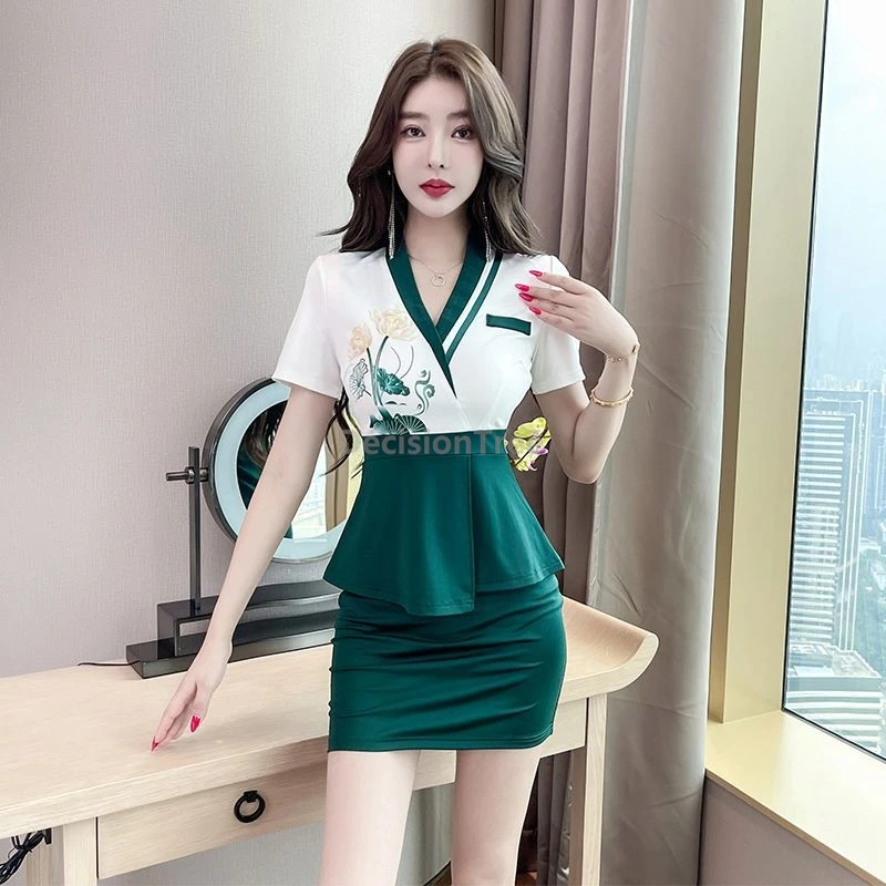 

Лето 2025 г., тонкий модный изысканный костюм косметолога, этикет отеля, прием, рабочая одежда, салон, сауна, ванна для ног, спа-униформа