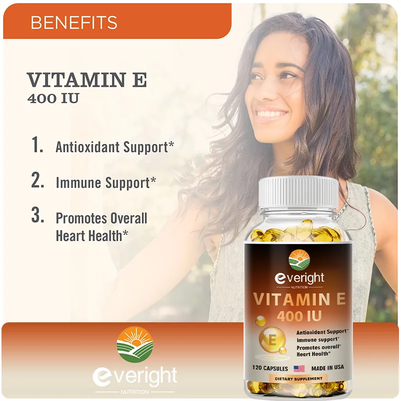 Vitamin E for Anti-aging Whitening Antioxidant Skin, Eye, Hair, Heart, Immune System Health Supplement - 180 Mg 400 IU