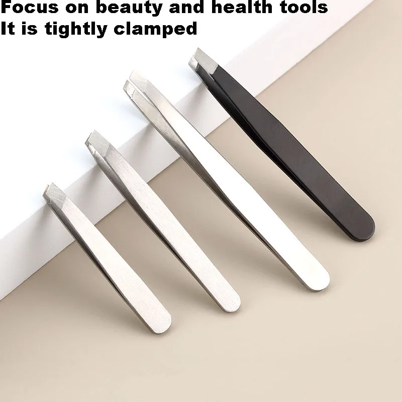 430 Stainless Steel Tweezers Straight Oblique Eyebrow Clip Repair Eyebrow Beard Clip Hair Removal Beauty Tool Tweezers Forceps