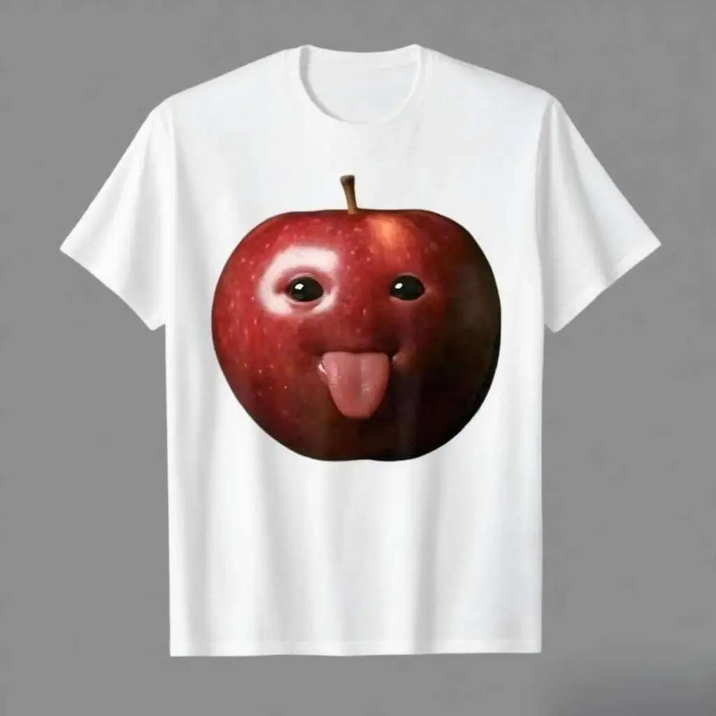 

Funny Me Asf Apple with Face Meme T Shirt Unisex Fashion High Quality T Shirts Men Retro Casual Short Sleeve T-shirt Tops