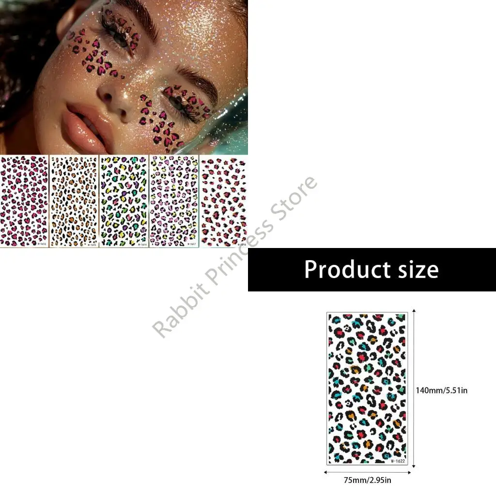 

BX0F Quick Apply Leopard Makeup Stickers Waterproof Temporary Body Art Sheets