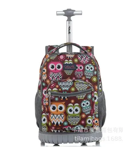 18 inch School Rolling backpack Wheeled backpack for girls kids School backpack wheels Travel Trolley backpacks bag teenagers