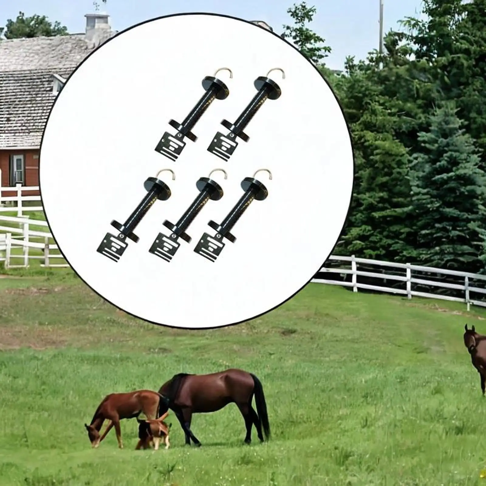 5x Insulated Spring Handles Electric Fencing System Portable Agricultural Yard Outside Ranch Fencing Accessories