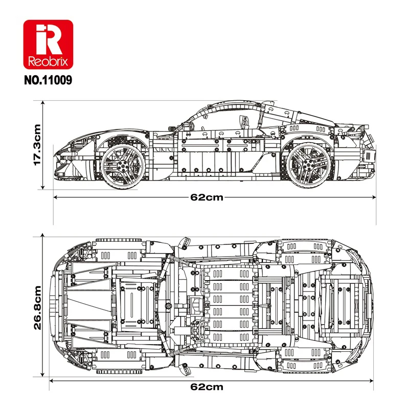 New 11009 5480pcs MOC Technical RC Sports Car GranTurismo Building Blocks Bricks Model Assembling Toys for Boys Birthday Gift