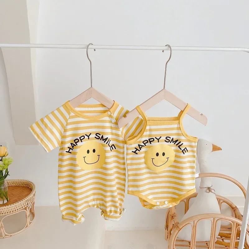 INS Summer Baby Romper 0-2Years Cute Newborn Boy Girl Striped Jumpsuit Dot Bodysuit Cartoon One-Pieces Outfits Cotton Clothes