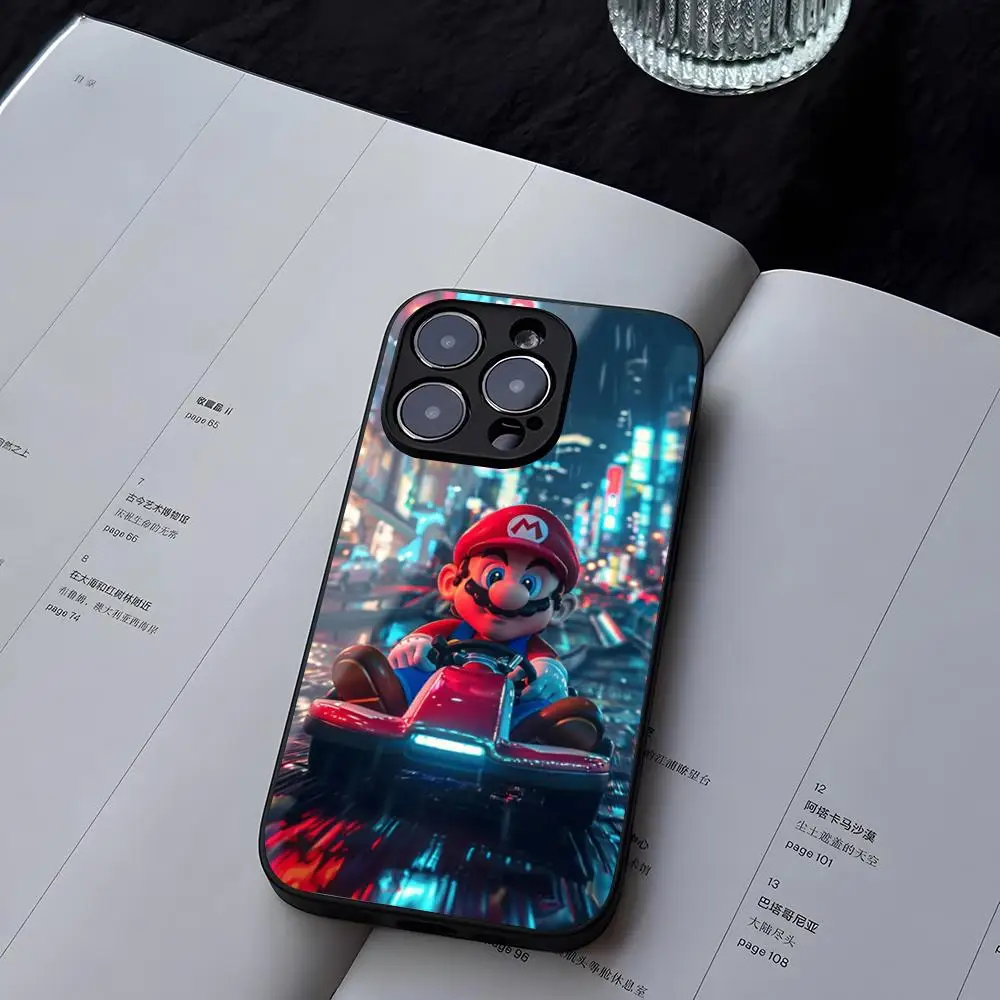 Super MarioS Cartoon Phone Case Tempered Glass For iPhone 13 14 12 15 11 Pro XS Max Plus Mini X XR 8 7 6s SE2020 Coque