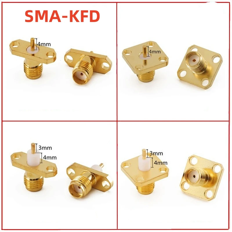 1pcs SMA KF female SMA-KFD diamond shaped two hole four hole square plate microstrip power divider flange panel casing 7mm