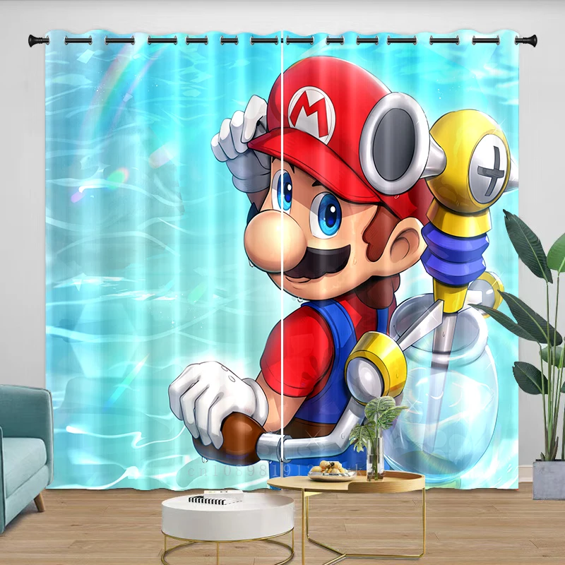 Blackout ผ้าม่าน Mario สําหรับ Window เด็ก Grommet Light Shade ห้องนอนสําเร็จรูปผ้าม่านเด็กอะนิเมะผ้าม่านตกแต่งบ้าน