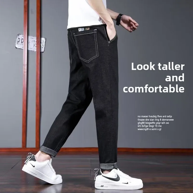 

Мужские джинсы в стиле хип-хоп с принтом, модные летние прямые брюки из смесового полиэстера и хлопка, молодежный стиль, Гонконг