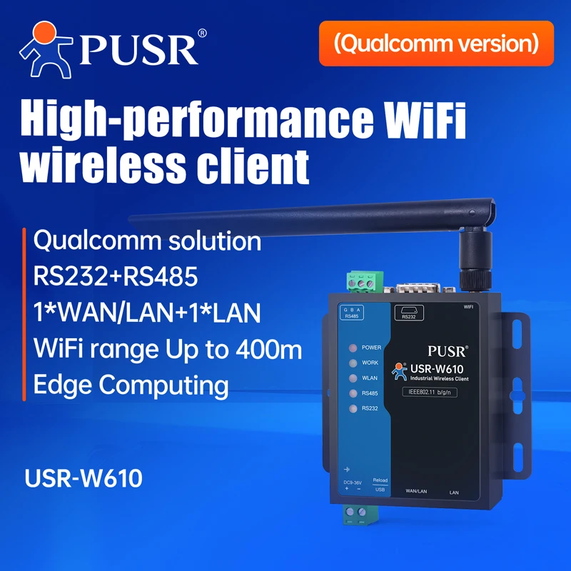 pusr-serie-rs485-rs232-vers-wifi-convertisseur-industriel-sans-fil-client-passerelle-modbus-protocole-mqtt-usr-w610-version-quualcomm