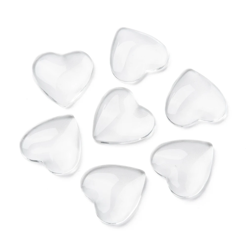 200pcs Clear Heart Glass Cabochons 10/12/16/18/20/23/25/30mm for jewelry making DIY lover bracelet necklace earring accessories