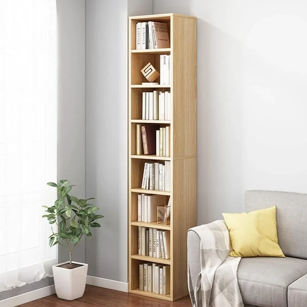 Bookcase Small Narrow Corner Bookcase - 71 Inches Tall Gap Freestanding Storage Cabinet  Open Shelves Tower Rack Shelf