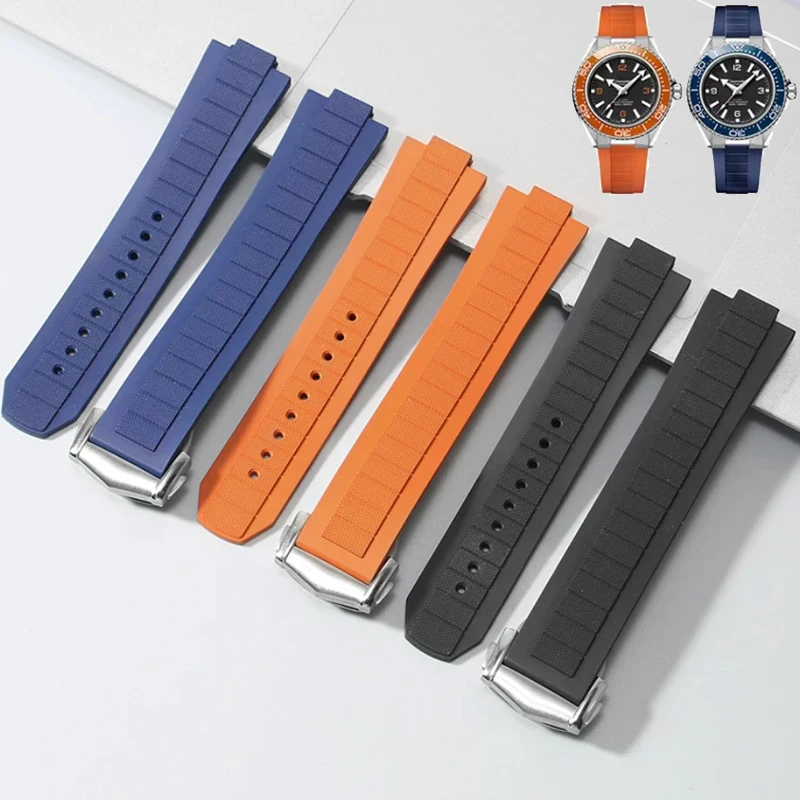 Silicone Watch Strap for Omega's New Seamaster Series Ocean Universe 600 Meters Folding Buckle Watch Bracelet 21mm*18mm