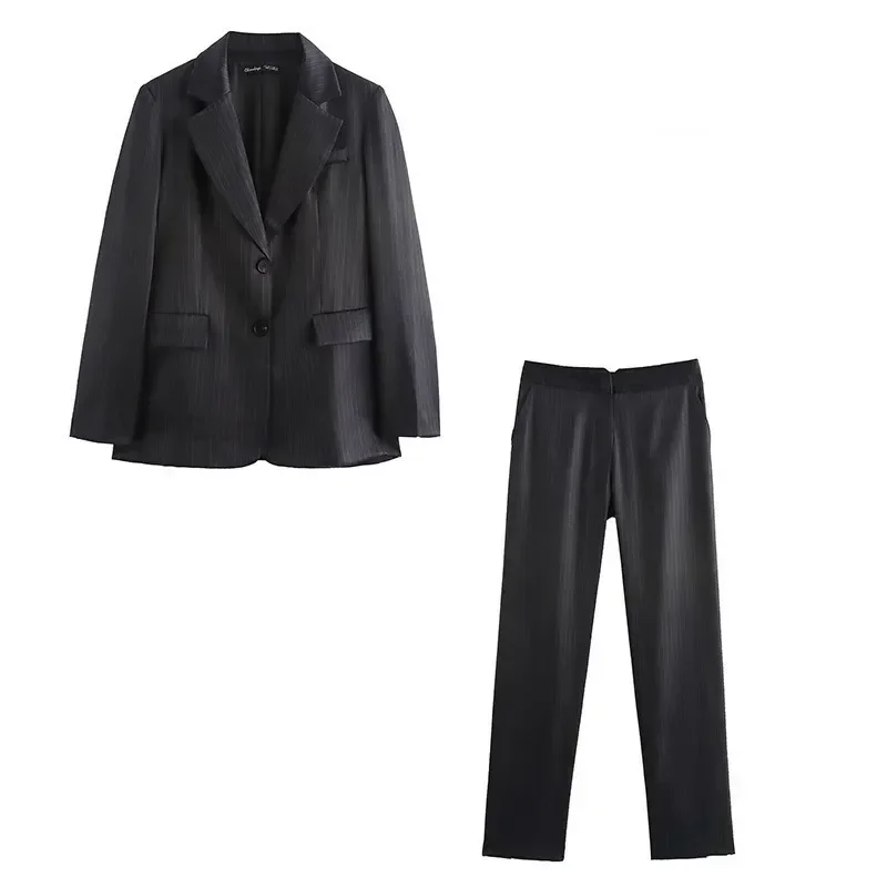 

GELITAYIN Lady Sets Autumn Two Piece Set Ladies Suits Office Wear Office Lady Striped Long Sleeve Sets Elegant Casual Women's Se