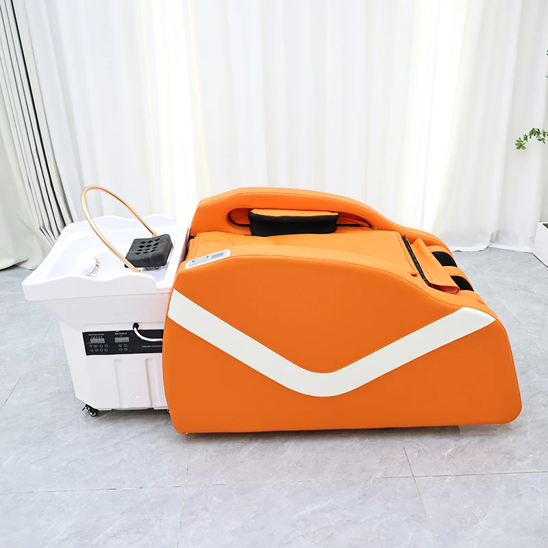 Modern Salon Equipment Head Therapy Electric Massage Washing Chair Luxury Removable Shampoo Bed With Water Tank For Salon Use